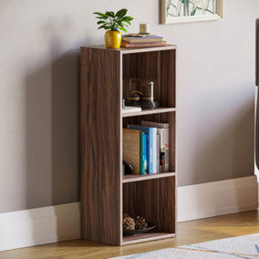 Vida Designs Oxford Walnut 3 Tier Cube Bookcase Freestanding Shelving Unit (H)800mm (W)320mm (D)240mm