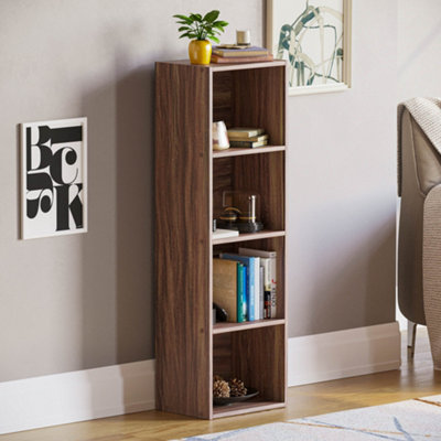 Vida Designs Oxford Walnut 4 Tier Cube Bookcase Freestanding Shelving Unit (H)1060mm (W)320mm (D)240mm