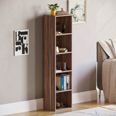 Vida Designs Oxford Walnut 5 Tier Cube Bookcase Freestanding Shelving Unit (H)1320mm (W)320mm (D)240mm