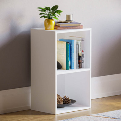 Vida Designs Oxford White 2 Tier Cube Bookcase Freestanding Shelving Unit (H)540mm (W)320mm (D)240mm