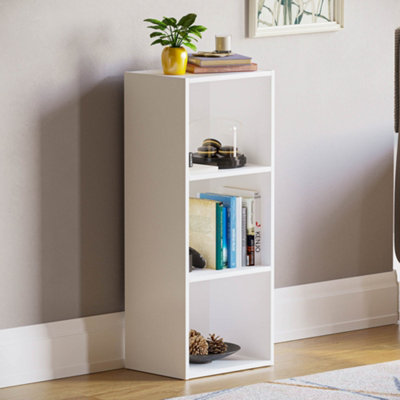 Vida Designs Oxford White 3 Tier Cube Bookcase Freestanding Shelving Unit (H)800mm (W)320mm (D)240mm