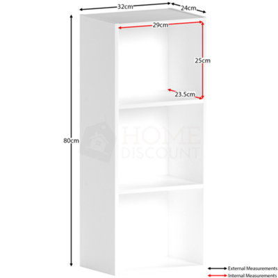 Vida Designs Oxford White 3 Tier Cube Bookcase Freestanding Shelving Unit (H)800mm (W)320mm (D)240mm