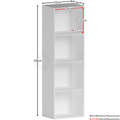 Vida Designs Oxford White 4 Tier Cube Bookcase Freestanding Shelving Unit (H)1060mm (W)320mm (D)240mm