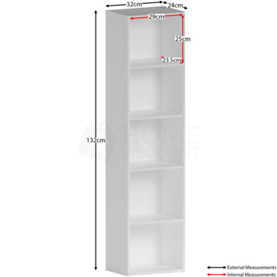 Vida Designs Oxford White 5 Tier Cube Bookcase Freestanding Shelving Unit (H)1320mm (W)320mm (D)240mm