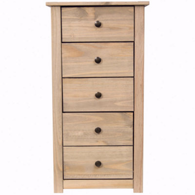 Vida Designs Panama 5 Drawer Narrow Chest Solid Pine (H)890mm (W)460mm (D)400mm