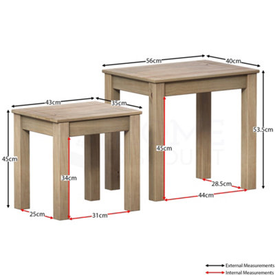 Vida Designs Panama Nest of Tables Set of 2 Solid Pine Coffee Side End Table