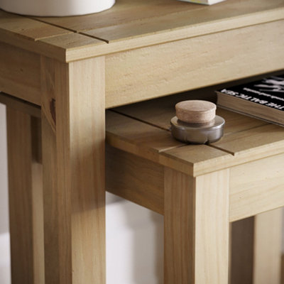 Vida Designs Panama Nest of Tables Set of 2 Solid Pine Coffee Side End Table