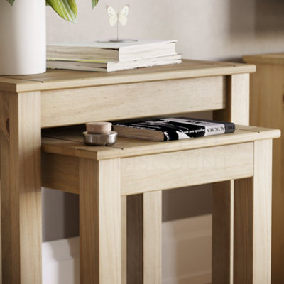 Vida Designs Panama Nest of Tables Set of 2 Solid Pine Coffee Side End Table