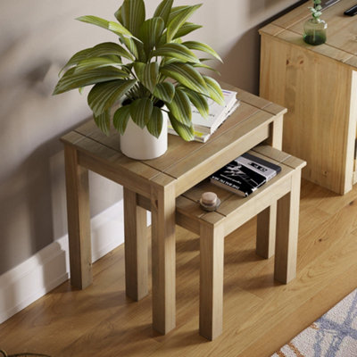 Vida Designs Panama Nest of Tables Set of 2 Solid Pine Coffee Side End Table