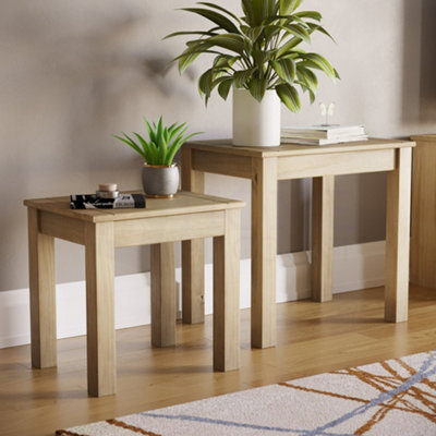 Vida Designs Panama Nest of Tables Set of 2 Solid Pine Coffee Side End Table