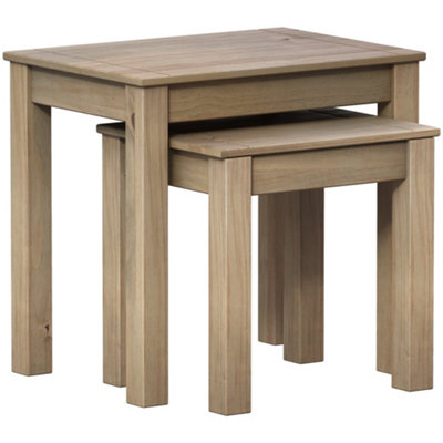 Vida Designs Panama Nest of Tables Set of 2 Solid Pine Coffee Side End Table