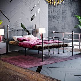 Vida Designs Paris Black 4ft Small Double Metal Bed Frame, 190 x 120cm