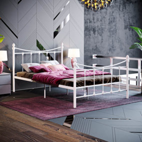 Vida Designs Paris White 4ft Small Double Metal Bed Frame, 190 x 120cm