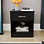 Vida Designs Riano Black 1 Drawer Bedside Chest (H)470mm (W)400mm (D)360mm