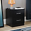 Vida Designs Riano Black 2 Drawer Bedside Chest (H)470mm (W)400mm (D)360mm