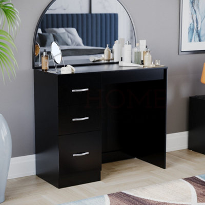 Black vanity deals table with drawers