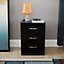 Vida Designs Riano Black 3 Drawer Bedside Chest (H)560mm (W)400mm (D)360mm