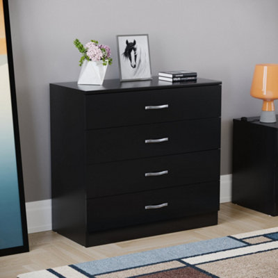 Vida Designs Riano Black 4 Drawer Chest (H)720mm (W)750mm (D)360mm