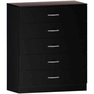 Vida Designs Riano Black 5 Drawer Chest (H)900mm (W)750mm (D)360mm