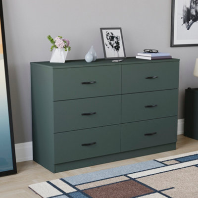Vida Designs Riano Green 6 Drawer Chest of Drawers (H) 800mm x (W) 1200mm x (D) 400mm