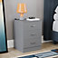 Vida Designs Riano Grey 3 Drawer Bedside Chest (H)560mm (W)400mm (D)360mm
