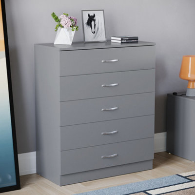 Vida Designs Riano Grey 5 Drawer Chest (H)900mm (W)750mm (D)360mm