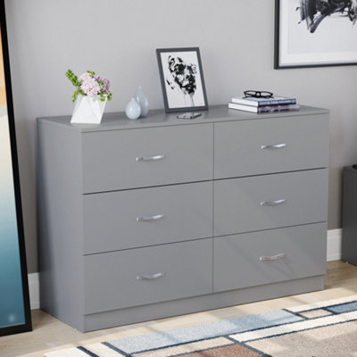 Vida Designs Riano Grey 6 Drawer Chest (H)800mm (W)1200mm (D)400mm