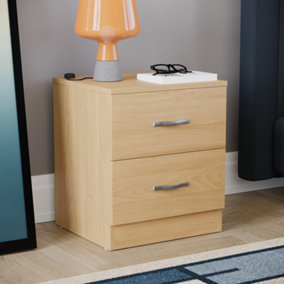 Vida Designs Riano Pine 2 Drawer Bedside Chest (H)470mm (W)400mm (D)360mm