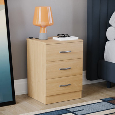 Pine 3 deals drawer bedside cabinet