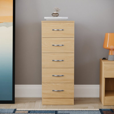 Vida Designs Riano Pine 5 Drawer Narrow Chest (H)900mm (W)345mm (D)360mm