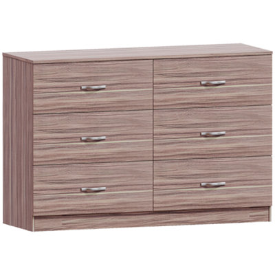 Vida Designs Riano Walnut 6 Drawer Chest (H)800mm (W)1200mm (D)400mm