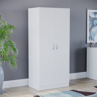 Two door white wardrobe discount