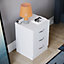 Vida Designs Riano White 3 Drawer Bedside Chest (H)560mm (W)400mm (D)360mm