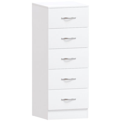 Vida Designs Riano White 5 Drawer Narrow Chest (H)900mm (W)345mm (D)360mm
