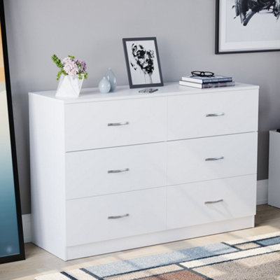 Vida Designs Riano White 6 Drawer Chest (H)800mm (W)1200mm (D)400mm