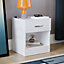 Vida Designs Riano White Trio Bedroom Furniture Set - Bedside Table, Drawer Chest, Wardrobe
