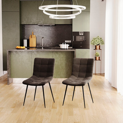 Vida Designs Richton Set of 2 Velvet Dining Chairs, Black