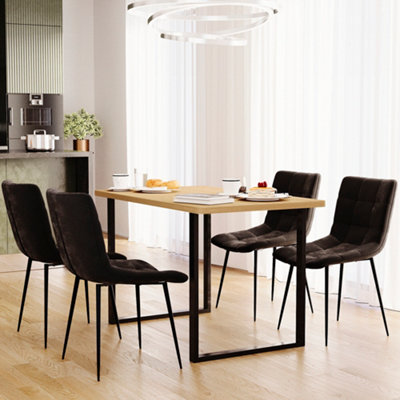 Vida Designs Richton Set of 2 Velvet Dining Chairs, Black