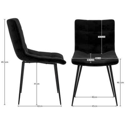 Vida Designs Richton Set of 2 Velvet Dining Chairs, Black