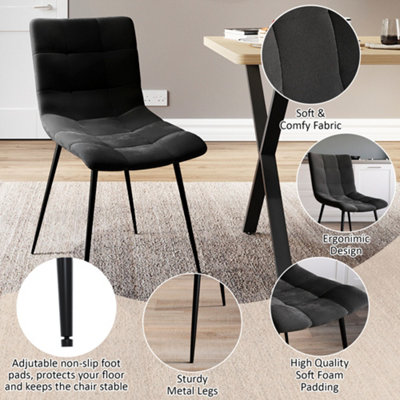 Vida Designs Richton Set of 2 Velvet Dining Chairs, Black