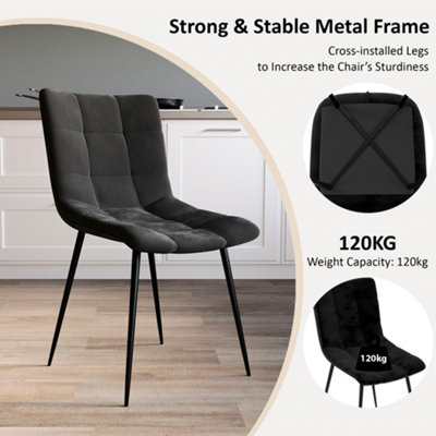 Vida Designs Richton Set of 2 Velvet Dining Chairs, Black
