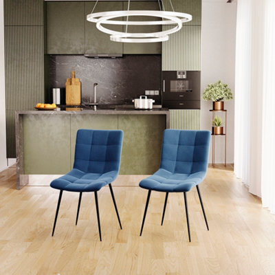 Vida Designs Richton Set of 2 Velvet Dining Chairs, Blue