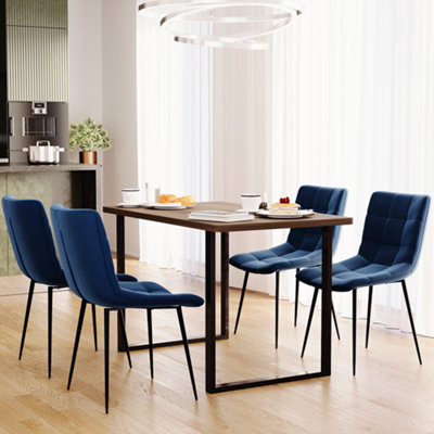Vida Designs Richton Set of 2 Velvet Dining Chairs, Blue