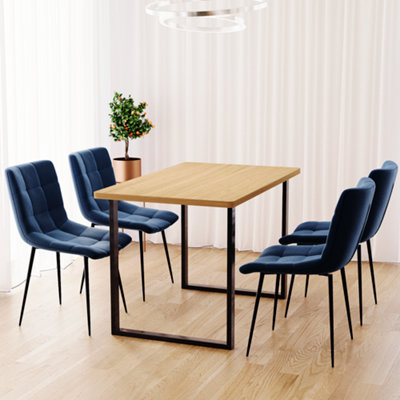 Vida Designs Richton Set of 2 Velvet Dining Chairs, Blue