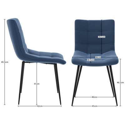 Vida Designs Richton Set of 2 Velvet Dining Chairs, Blue