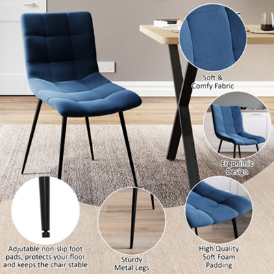 Vida Designs Richton Set of 2 Velvet Dining Chairs, Blue