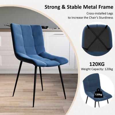 Vida Designs Richton Set of 2 Velvet Dining Chairs, Blue