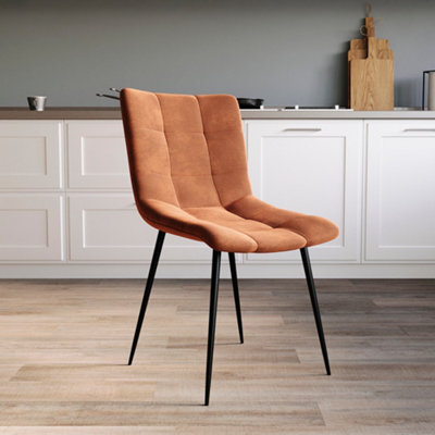 Vida Designs Richton Set of 2 Velvet Dining Chairs, Orange