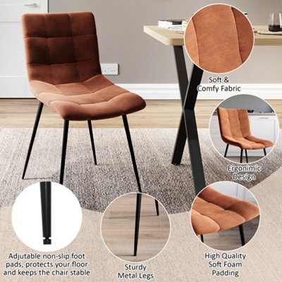 Vida Designs Richton Set of 2 Velvet Dining Chairs, Orange