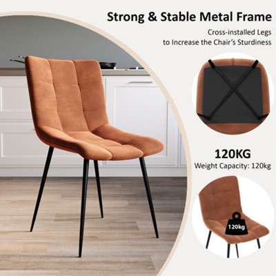 Vida Designs Richton Set of 2 Velvet Dining Chairs, Orange